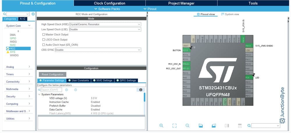 PlatformIO-STM32CubeMX-MCU-Pin-Configuration