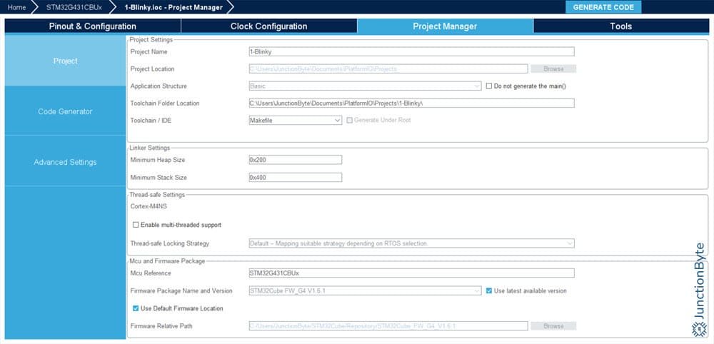 PlatformIO-STM32CubeMX-Project-Manager-Options