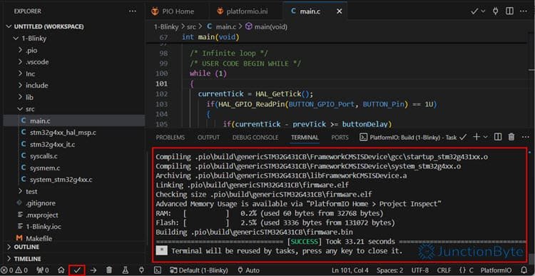 PlatformIO-STM32G4-Compile-Code