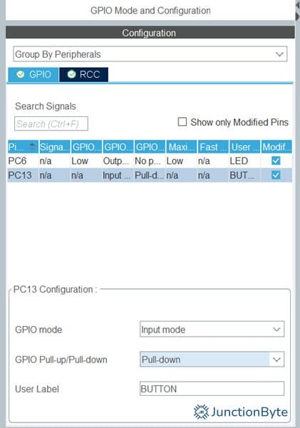 STM32CubeIDE-Device-Configuration-GPIO-Button-Pull-Down