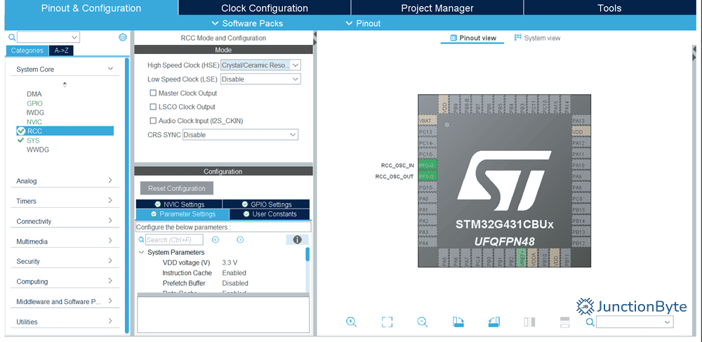 STM32CubeIDE-STM32G4-Crystal